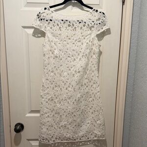 Ali Ro White Floral Lace Mini Dress